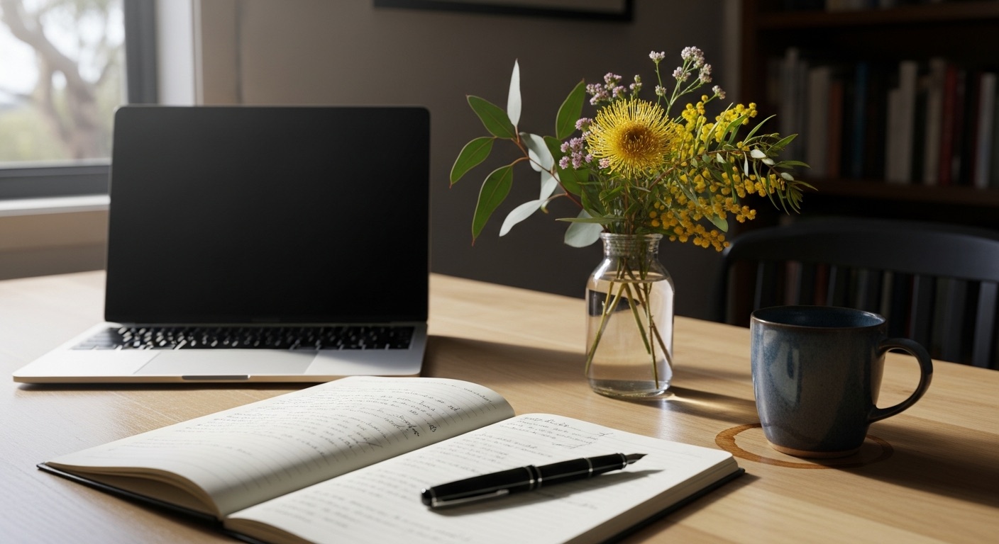 Translucent glass icons representing the Sensium blog: a stack of articles, a quill pen, and an open book.